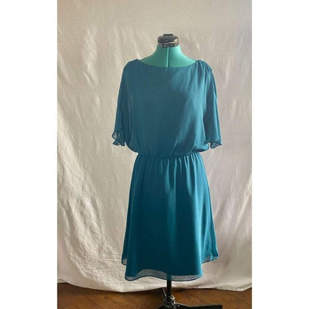 Banana Republic teal chiffon overlay dress. Size 12